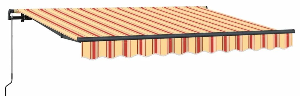 Toldo Retrátil Manual Amarelo e Laranja e Branco