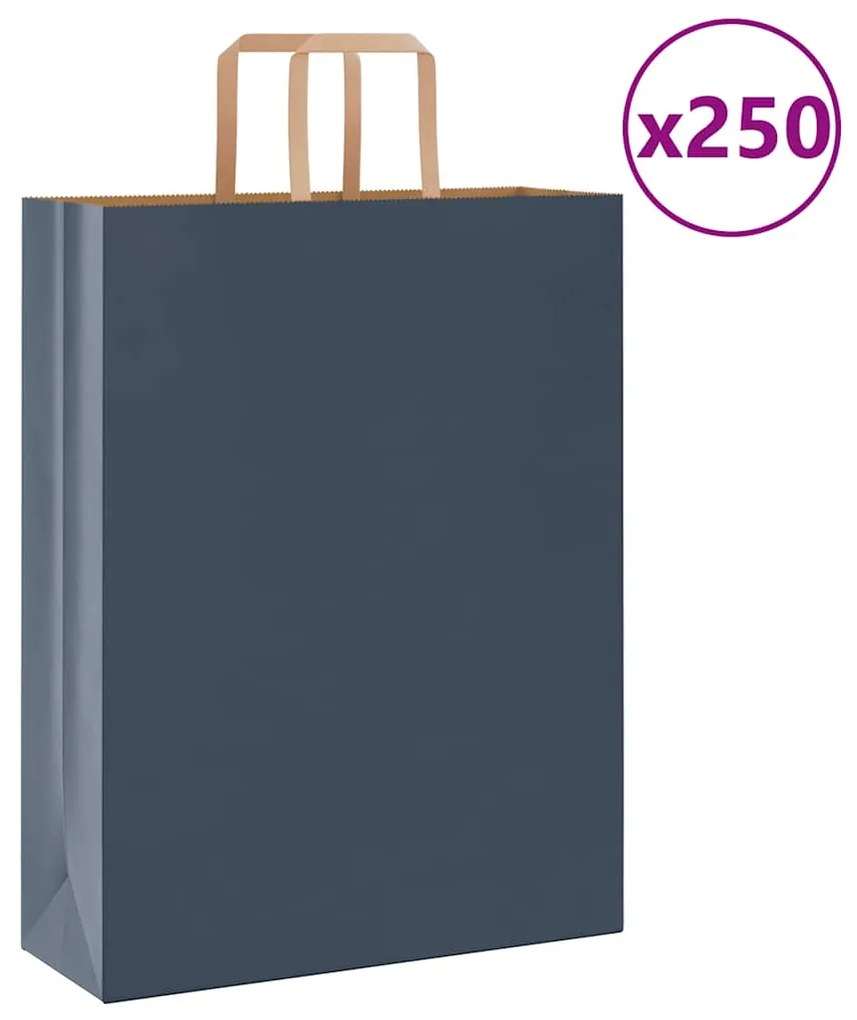 vidaXL Sacos de papel 250 unid com alças azul 32x12x42 cm
