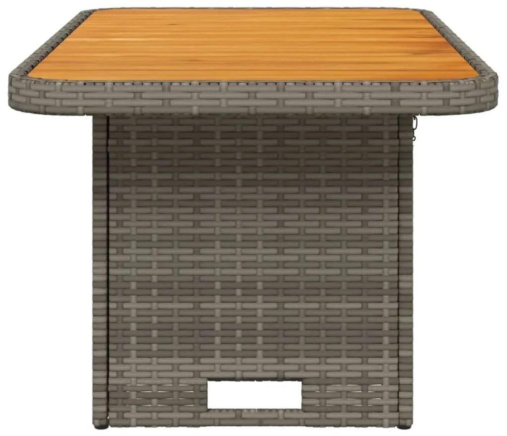 Mesa de jardim 90x55x71 cm vime PE e madeira de acácia cinzento