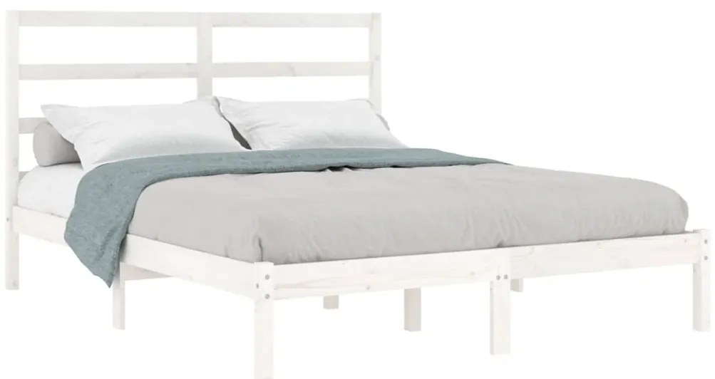 Cama sem colchão 140x190 cm madeira de pinho maciça branco
