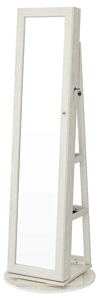 Armário de joias independente com espelho giratório 360° | SONGMICS | 162 x 55 x 55 cm | branco | JBC62W.