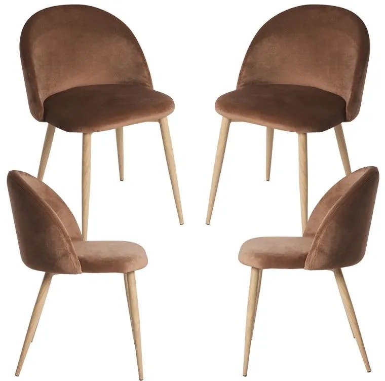 Pack 4 Cadeiras Vint Veludo - Marrom