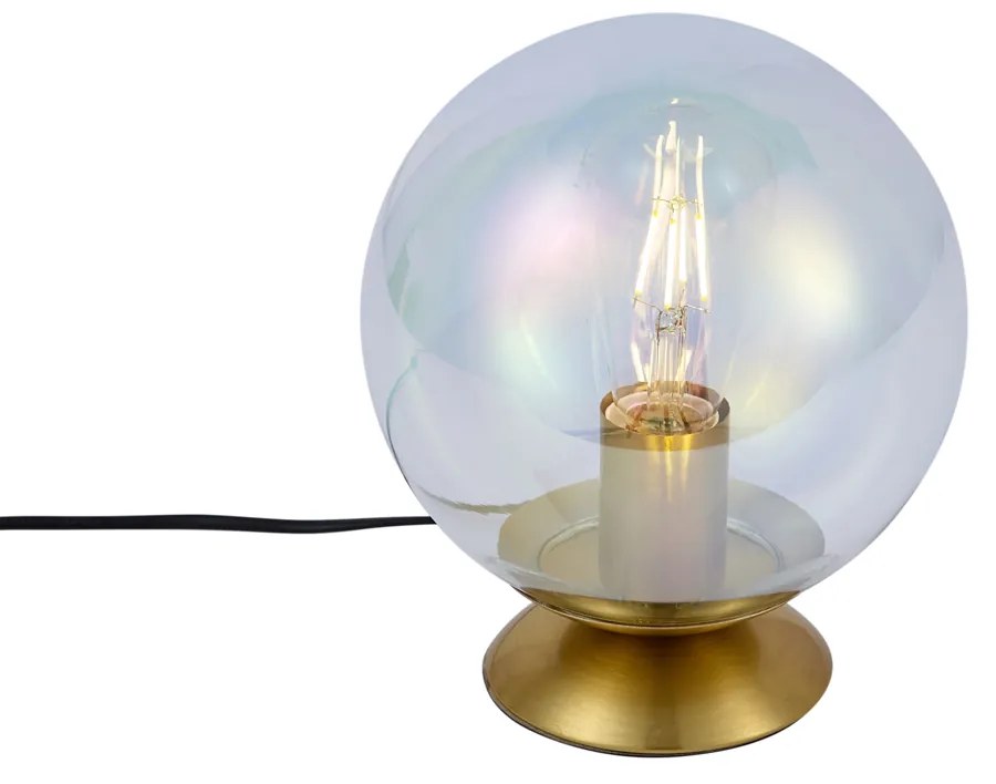 Candeeiro de mesa Art Déco latão com vidro fumado arco-íris - Pallon