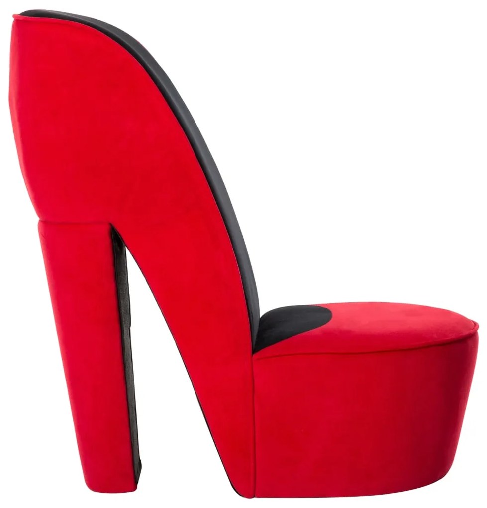 Cadeira estilo sapato de salto alto veludo vermelho