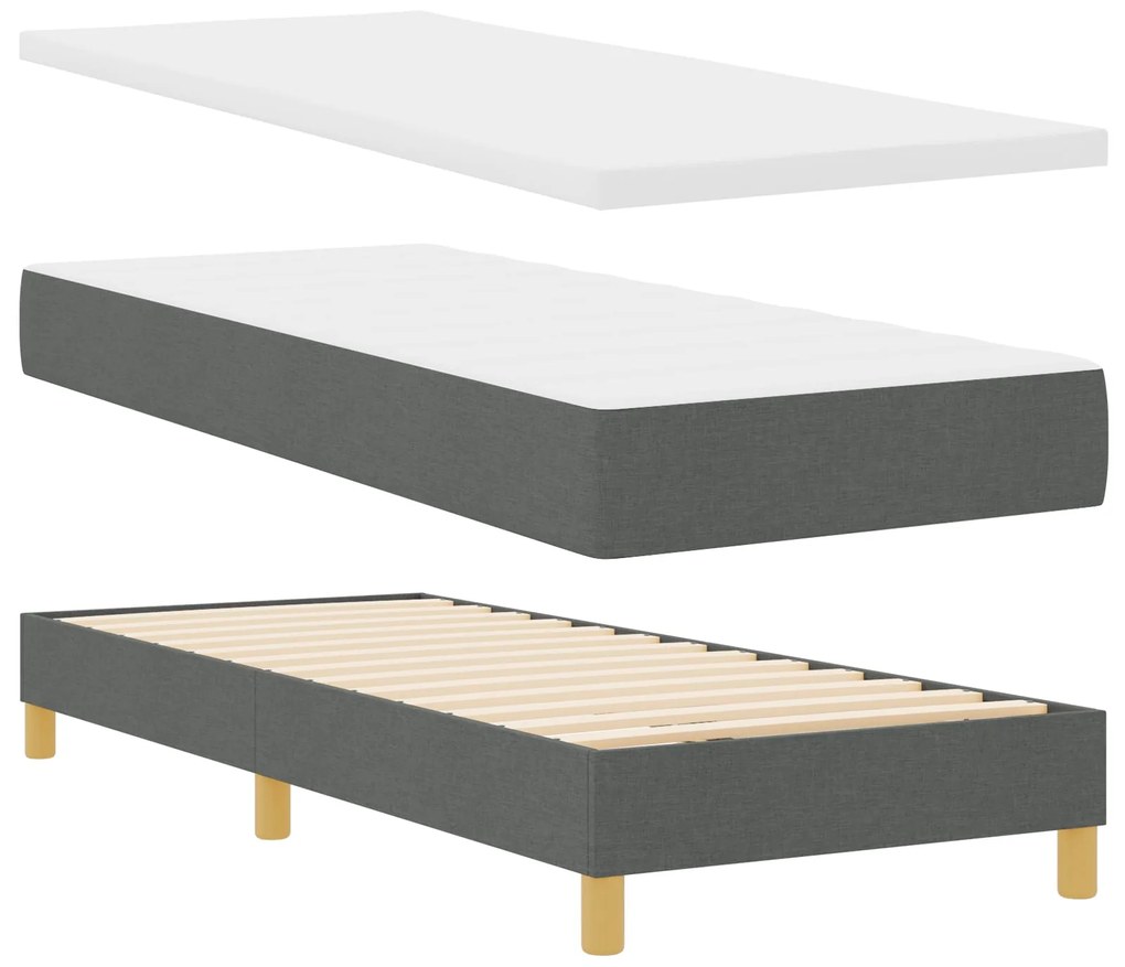 Cama Box Spring com Colchão Cinza Escuro 80x200 cm Tecido