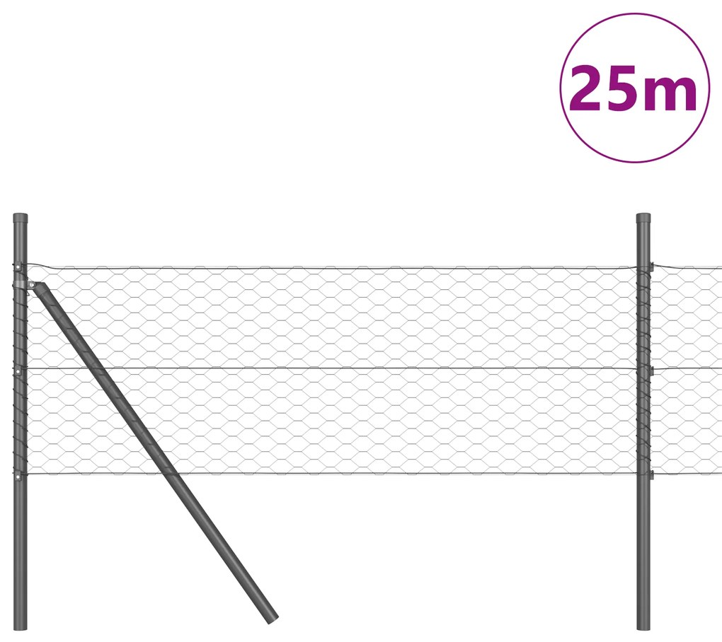 Conjunto de Cercamento Conjunto de 2 Cinza Metal 25 x 0,5 m