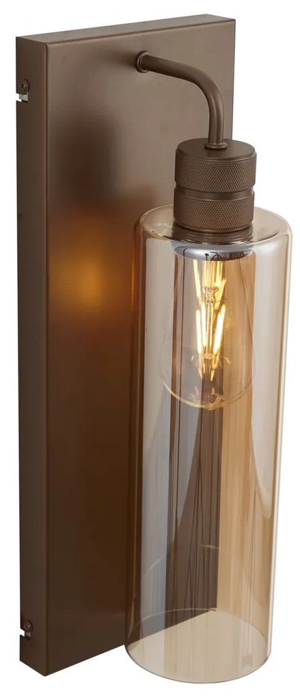 Candeeiro de Parede Hotel Chic Bronze Escuro com Vidro Âmbar - Stavelot Chique de hotel