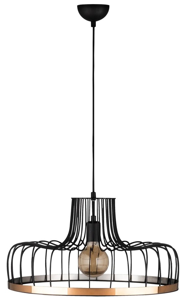 Chandelier Fellini – Preto e Cobre – Diâmetro 53 cm, Altura 124 cm