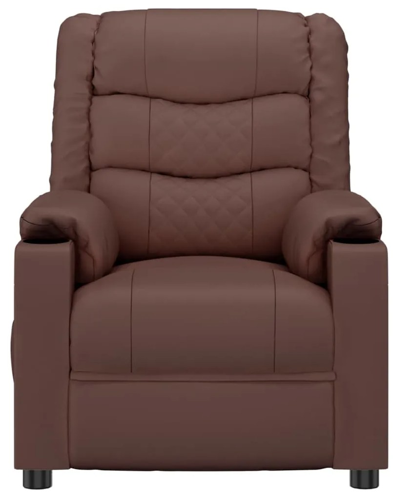 Poltrona de massagens elétrica couro artificial castanho