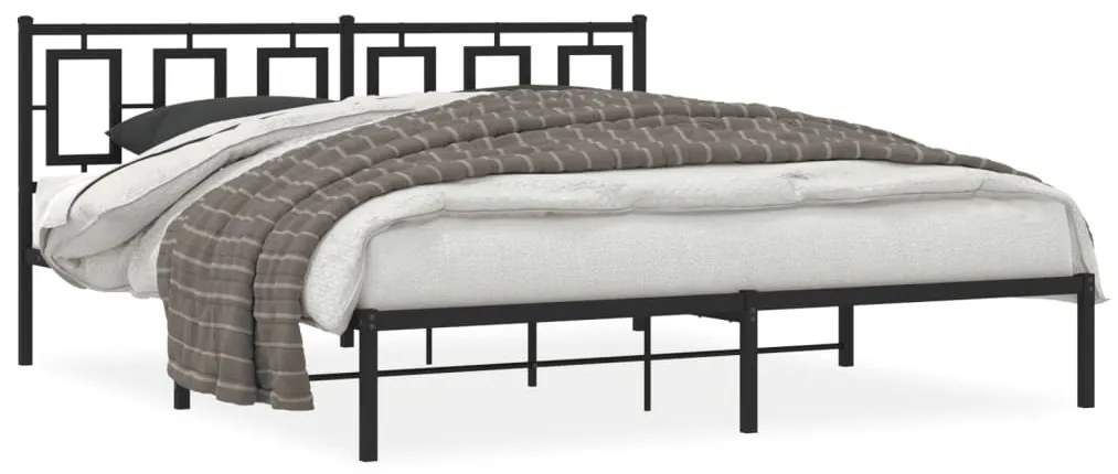 vidaXL Estrutura de cama com cabeceira 183x213 cm metal preto