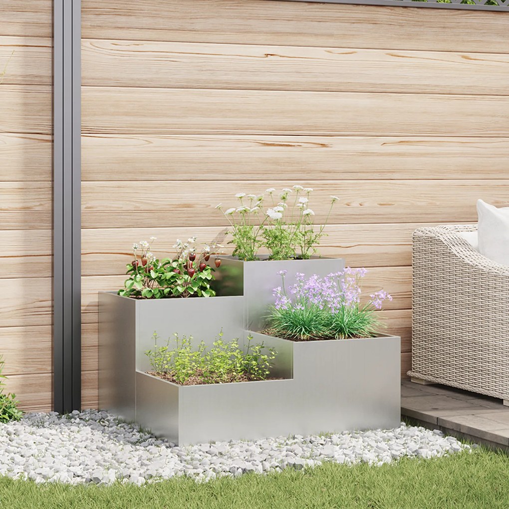 Jardineira vidaXL 80x80x60 cm Aço Galvanizado