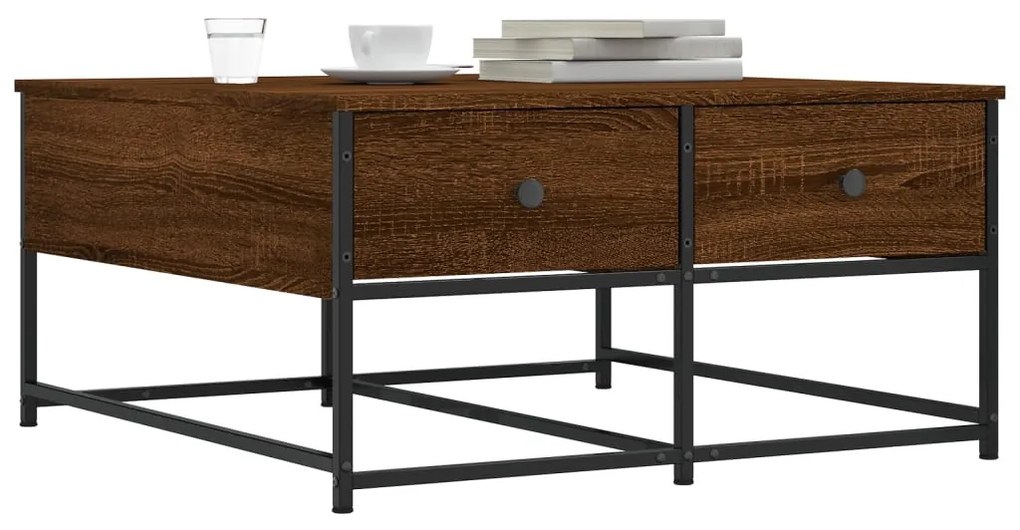 Mesa de centro 80x80x40 cm derivados madeira carvalho castanho