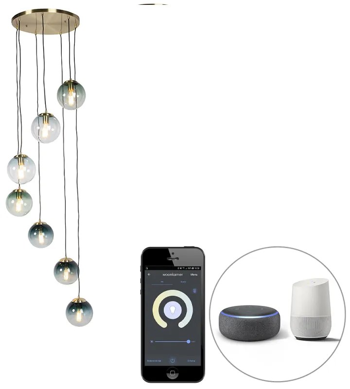 LED Candeeiro de suspensão inteligente latão 7 luzes incl. Wifi ST64 - Pallon Art Deco