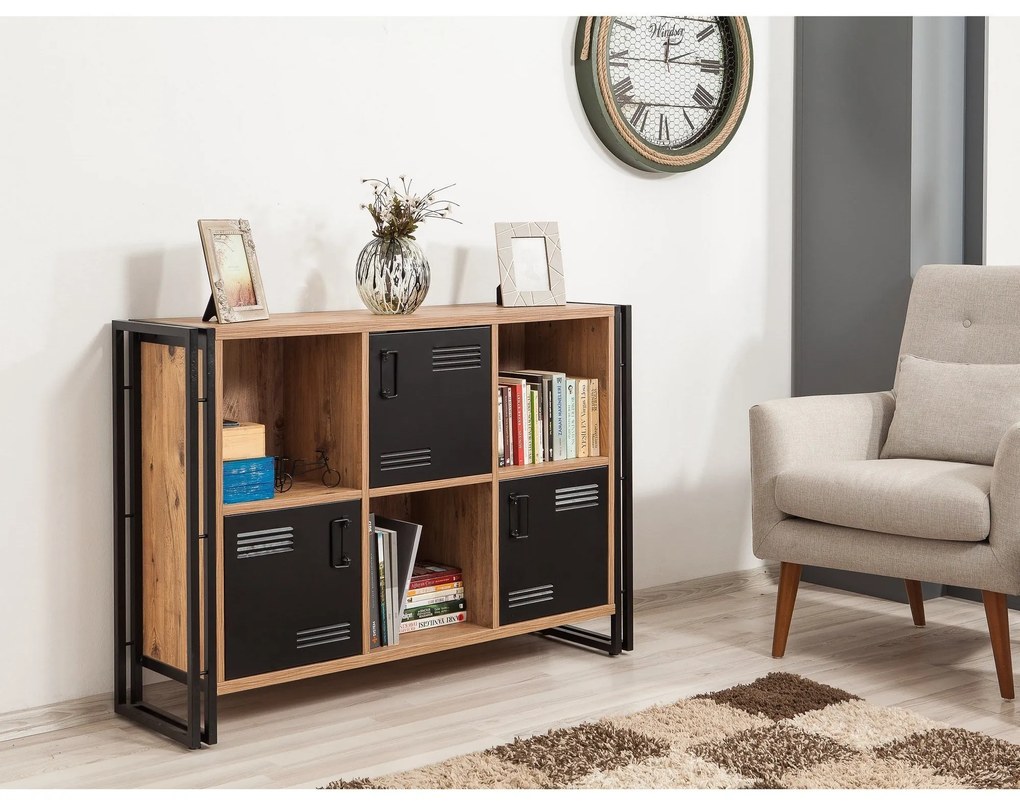 Estante Cosmo – Pinho Atlântico Preto – 126x89x35 cm