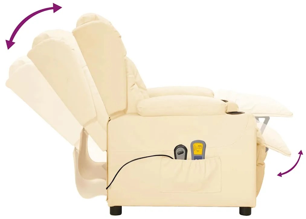 Poltrona de massagens elétrica couro artificial cor creme