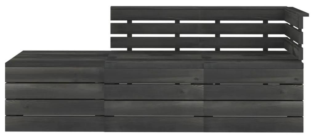 3 pcs conjunto lounge de paletes madeira pinho cinzento-escuro