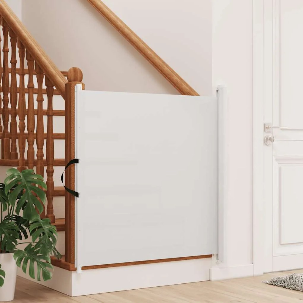 Portão retrátil p/ animais de estimação 102,5x125 cm branco