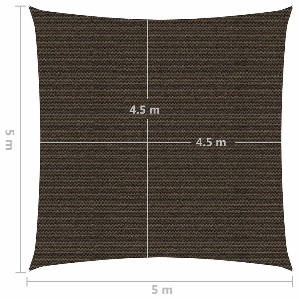 Para-sol estilo vela 160 g/m² 5x5 m PEAD castanho