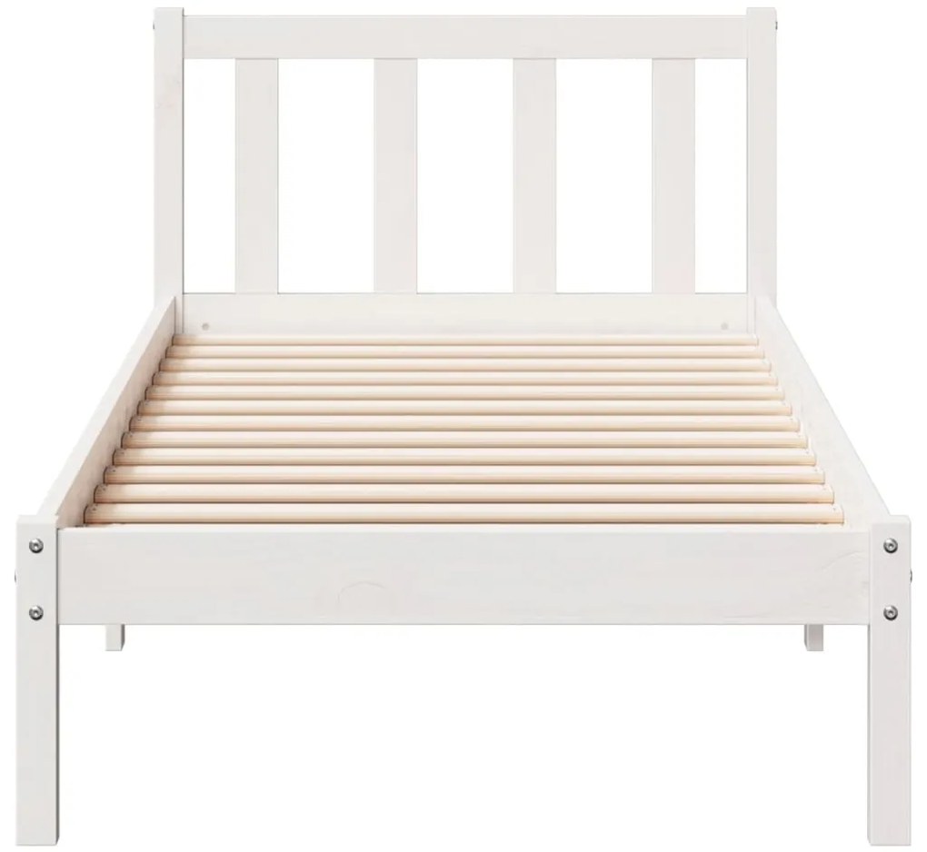 Cama extra longa sem colchão 80x220 cm pinho maciço branco
