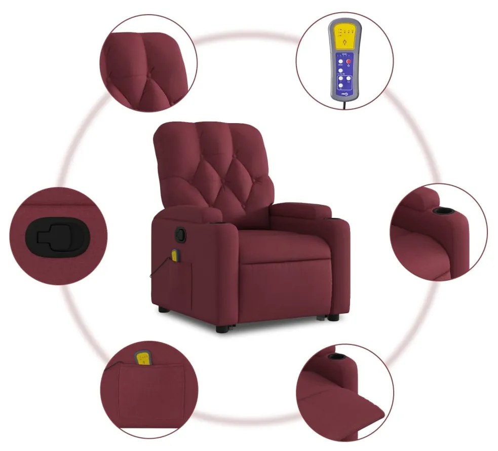 Poltrona de massagens reclin. elevatória tecido vermelho tinto