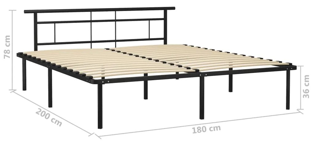 Estrutura de cama 180x200 cm metal preto