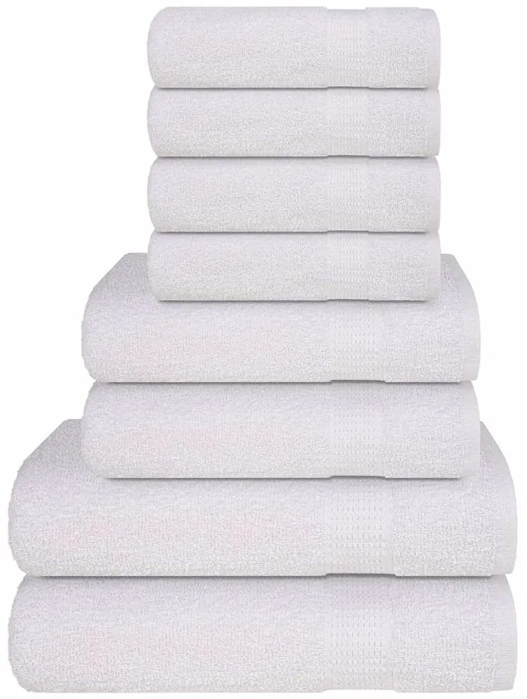 vidaXL 8pcs Conjunto toalhas banho 360 gsm 100% algodão branco