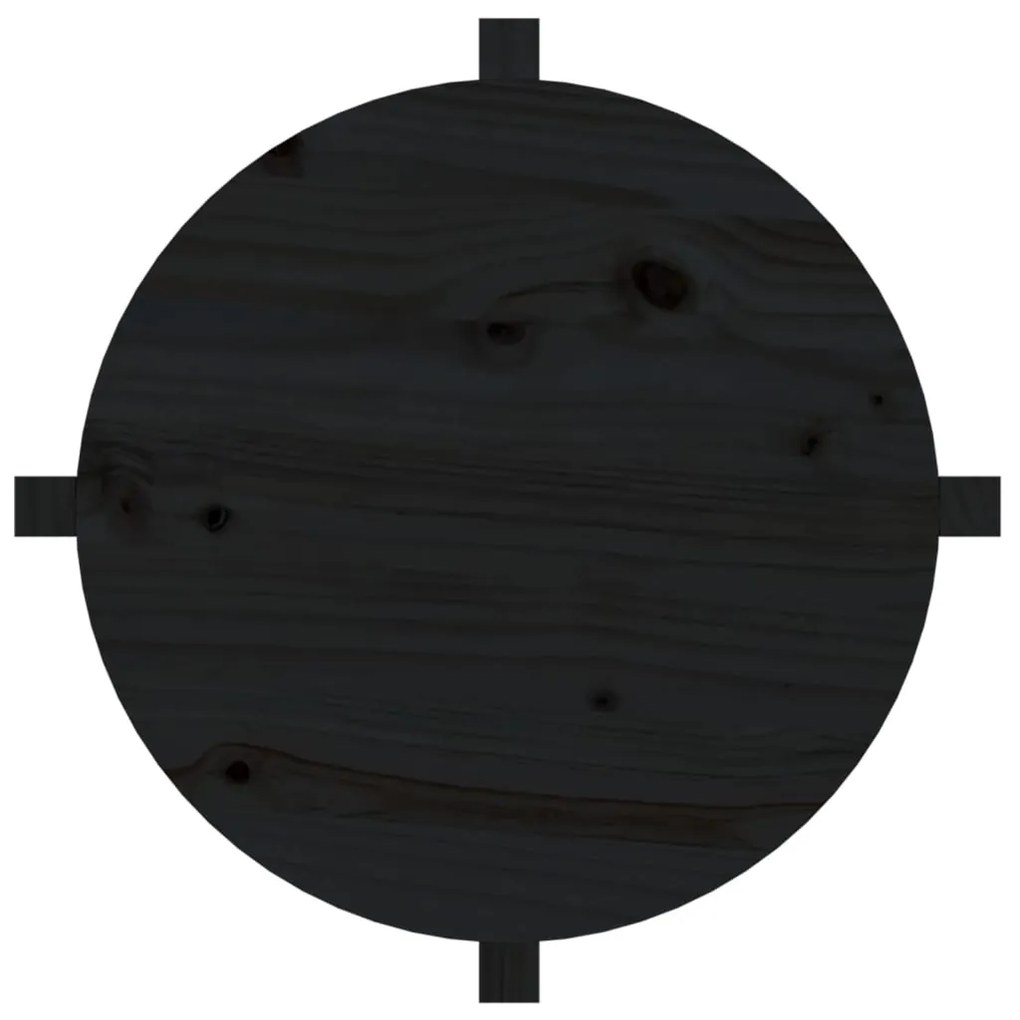 Mesa de centro Ø 62,5x45 cm madeira de pinho maciça preto