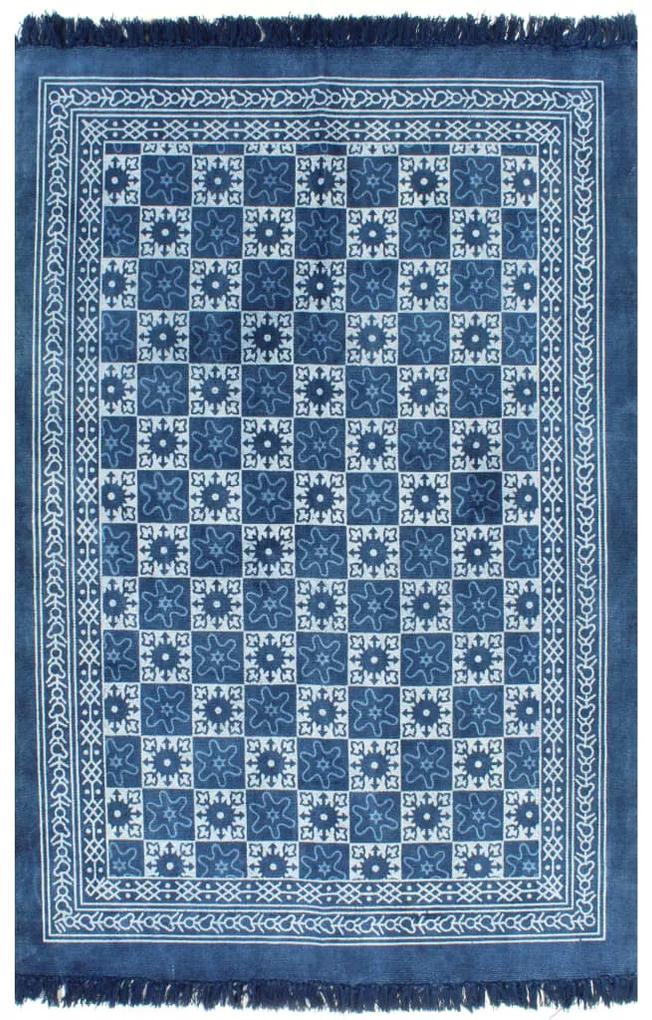 246562 vidaXL Tapete Kilim em algodão 160x230 cm com padrão azul