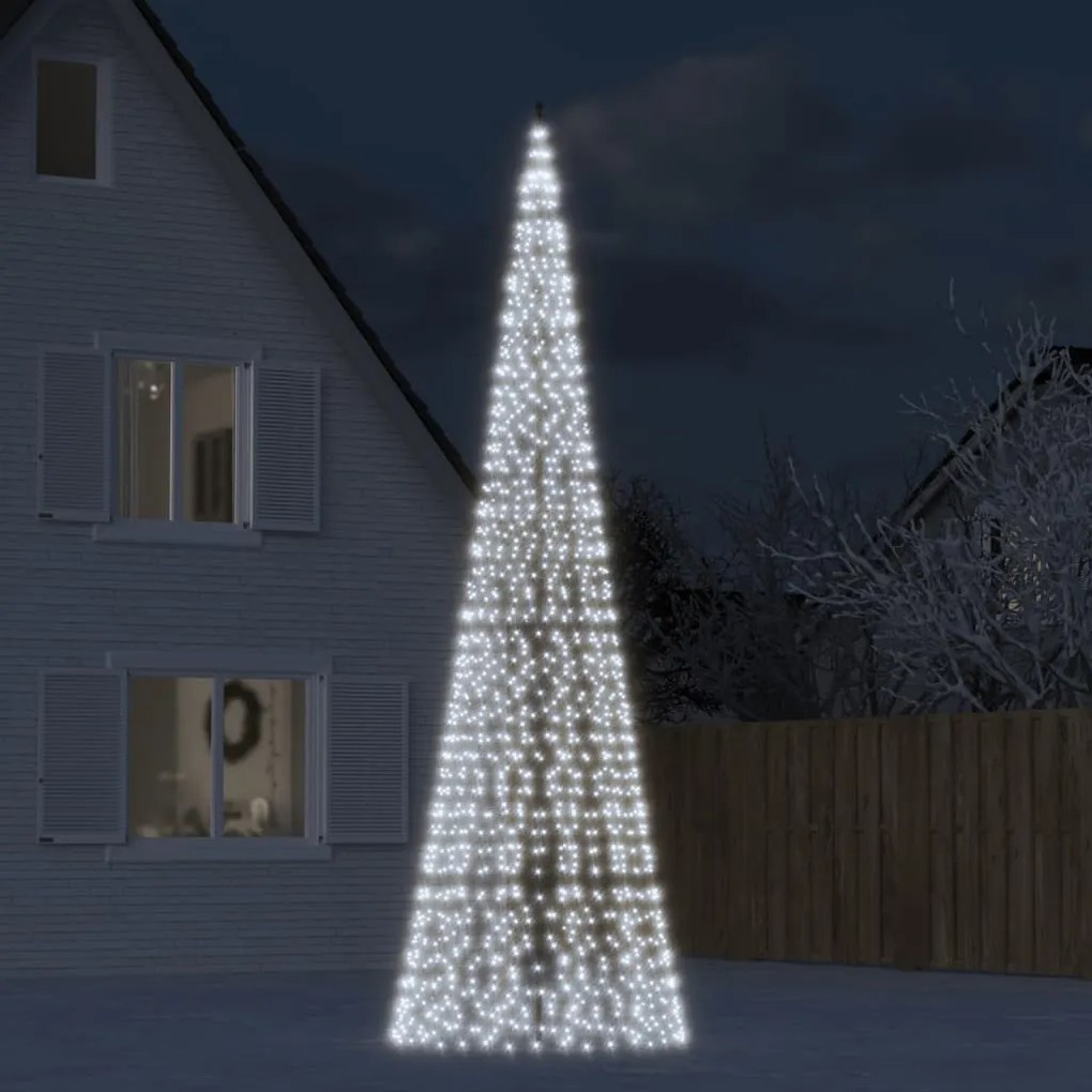 LED Árvore de Natal no mastro 1534 LEDs Branco Frio 500 cm