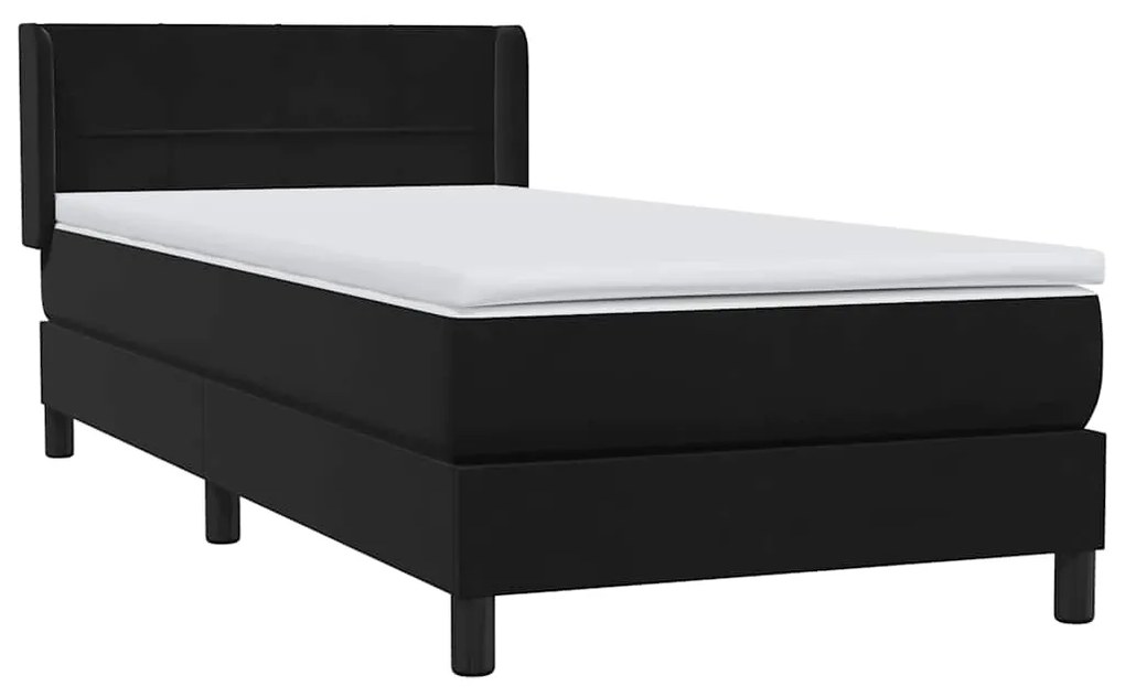 Cama com molas/colchão 80x220 cm veludo preto