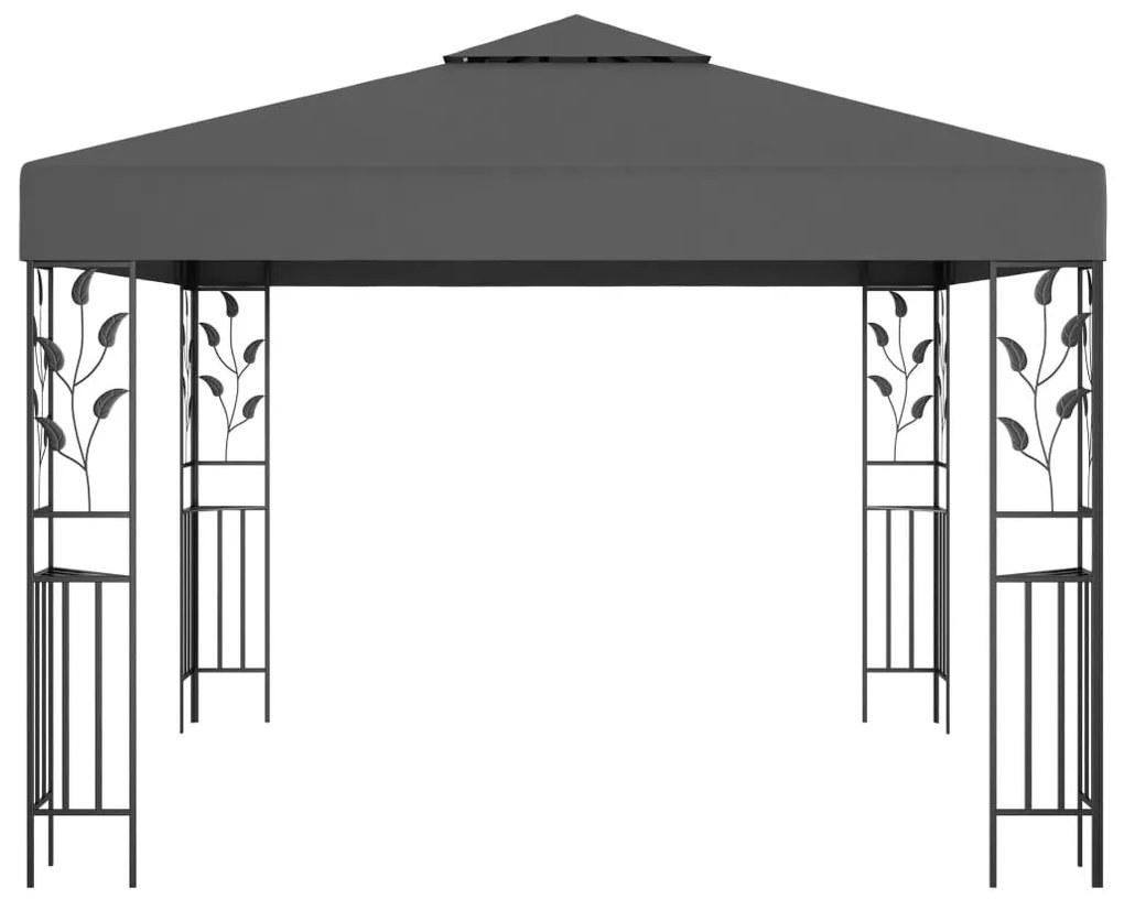 Gazebo com cordões de luzes LED 3x3 m antracite