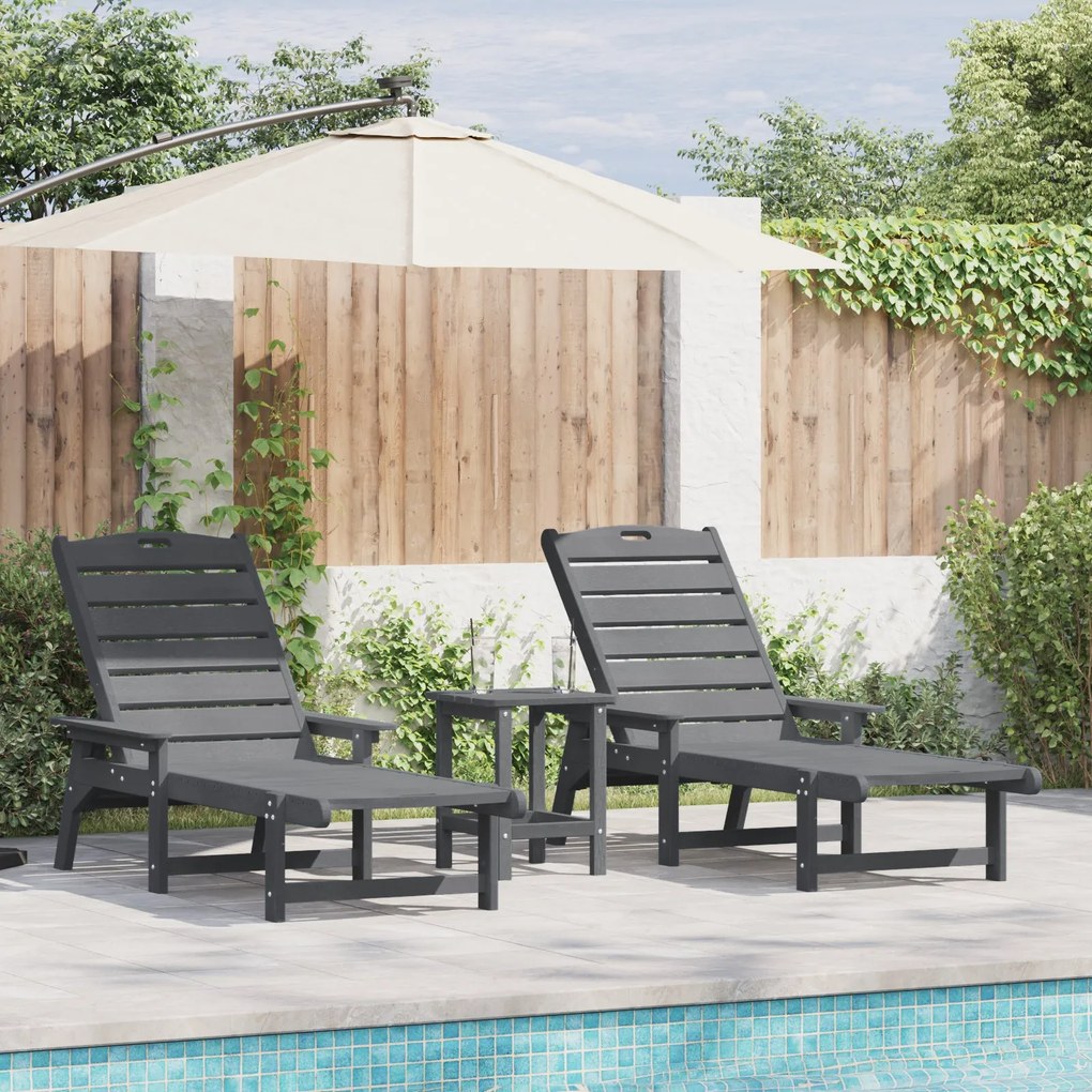 Espreguiçadeiras 2 pcs Cinzento Claro 162x53x98.5 cm HDPE, vidaXL Espr