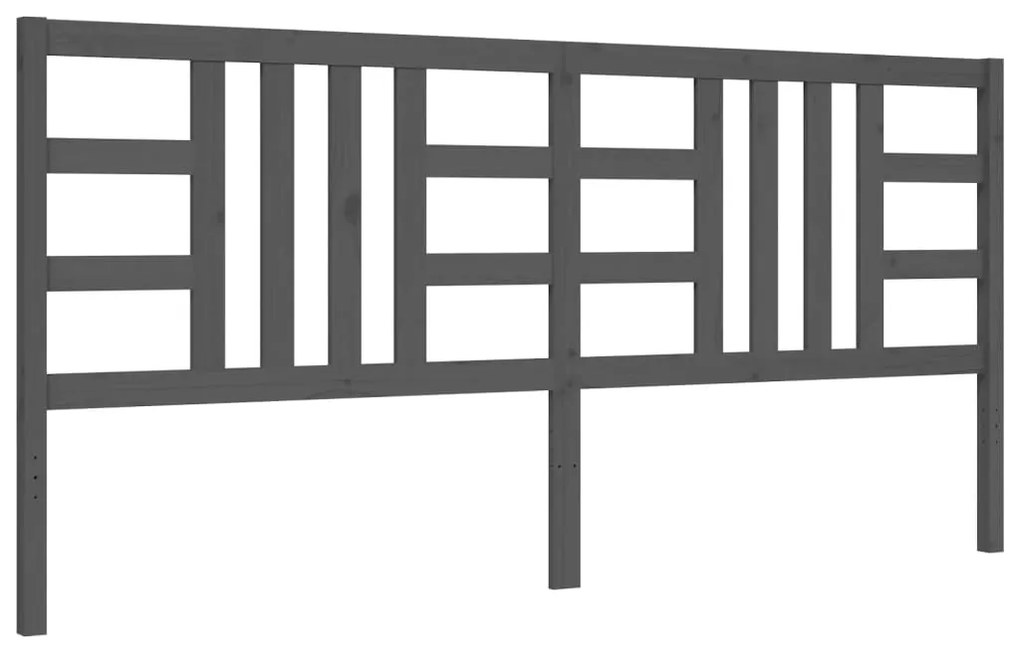 Estrutura de cama com cabeceira 200x200 cm madeira maciça cinza