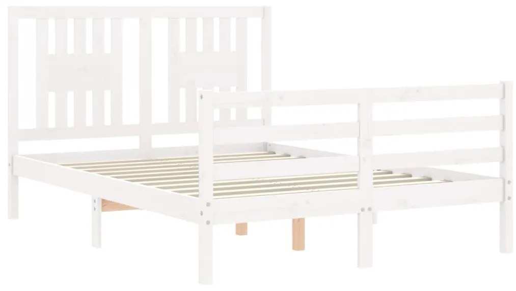 Estrutura de cama com cabeceira 120x200cm madeira maciça branco