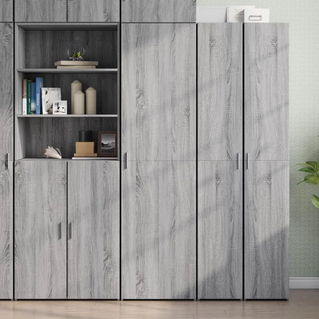 vidaXL Armário alto 50x42,5x185 cm derivados de madeira cinza sonoma