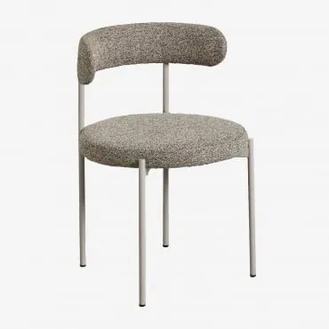 Pacote De 4 Cadeiras De Jantar Brim Em Tecido Bouclé Beige Claro & Bouclé Castanho Trigo - Sklum