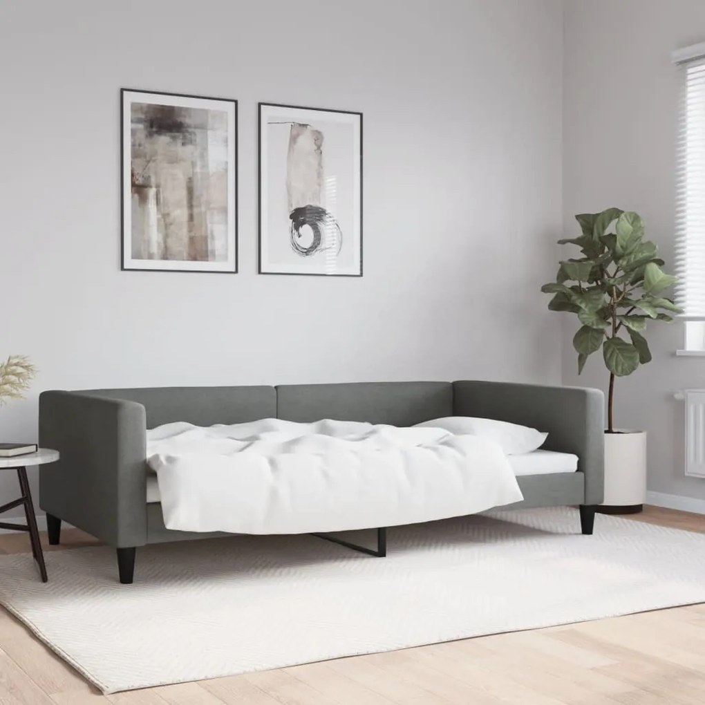 vidaXL Sofá-cama 100x200 cm tecido cinzento-escuro