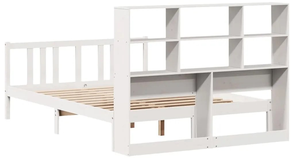 Cama com estante sem colchão 160x200 cm pinho maciço branco