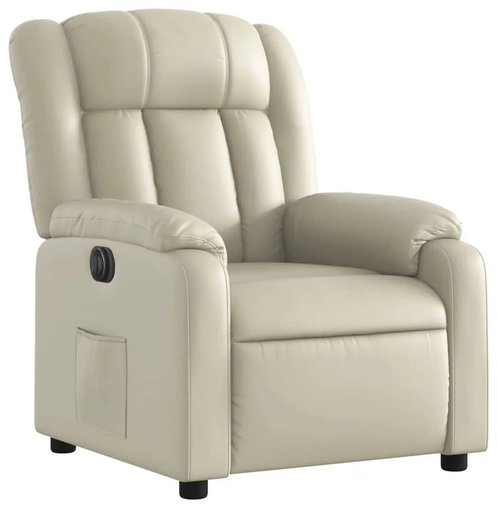 Poltrona reclinável elétrica couro artificial cor creme