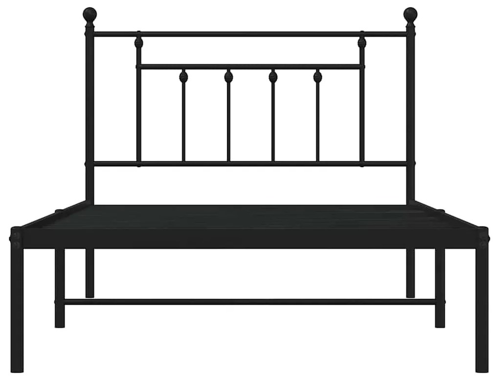 Estrutura de cama com cabeceira 100x200 cm metal preto