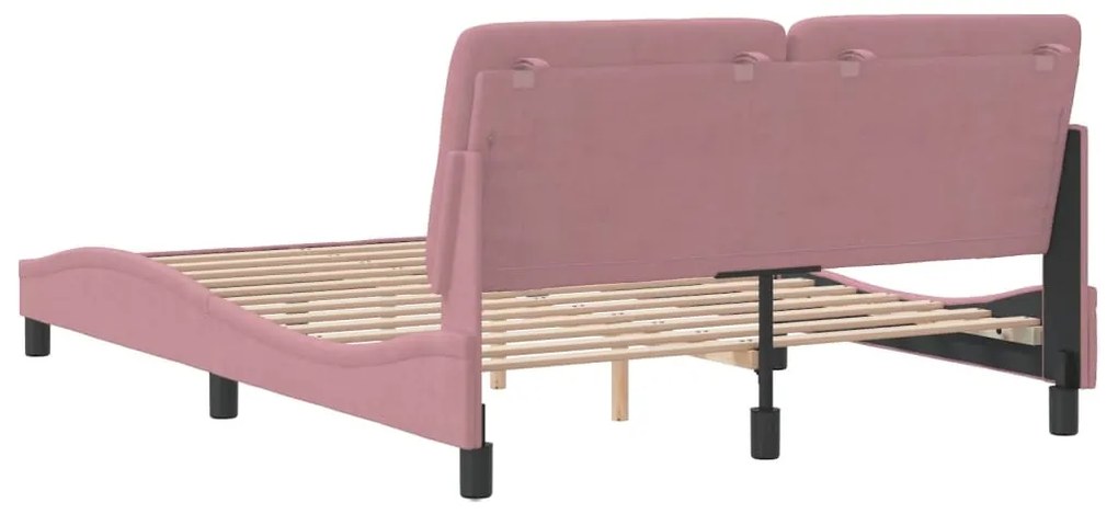 Estrutura de cama c/ cabeceira 140x200 cm veludo rosa