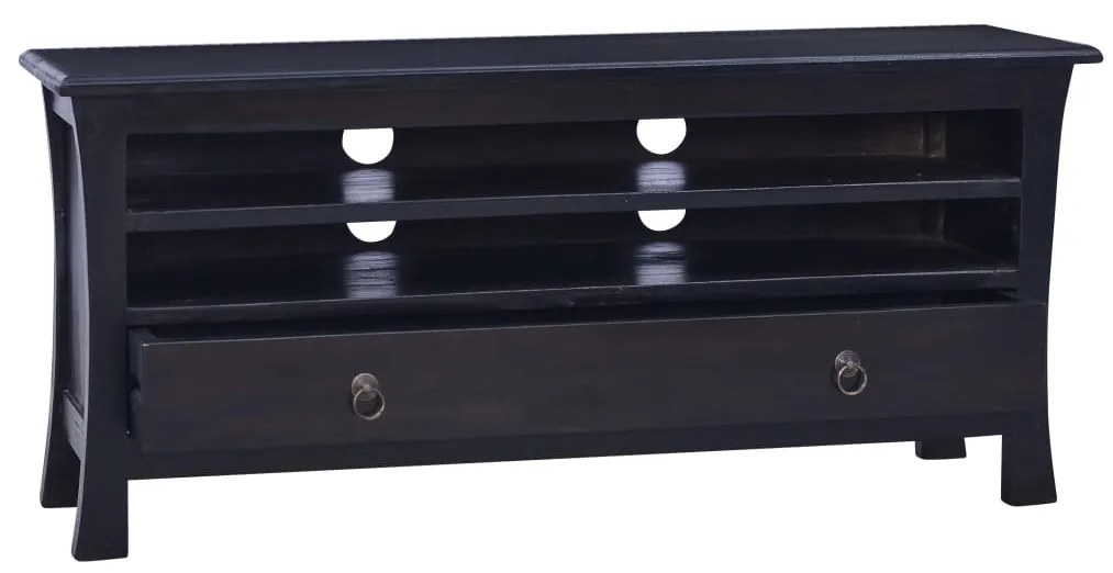 Móvel de TV 100x30x45 cm mogno maciço castanho café preto-claro