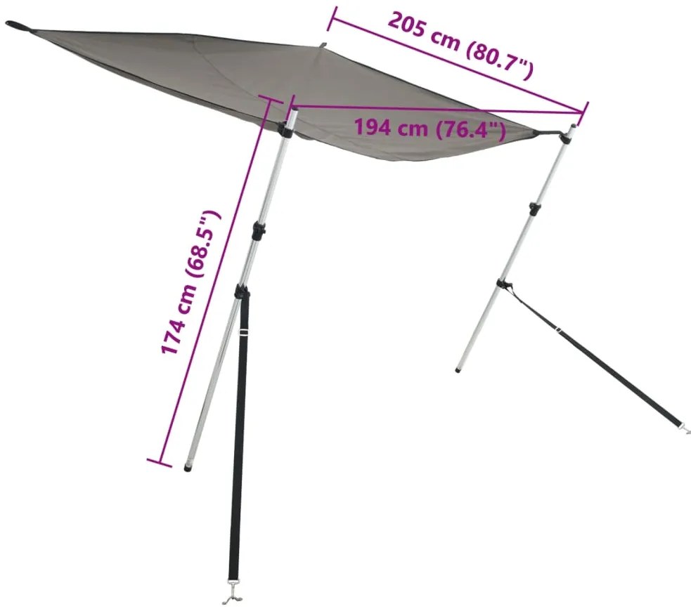 Conj. extensão de toldo em T 174x205x (115-194) cm antracite