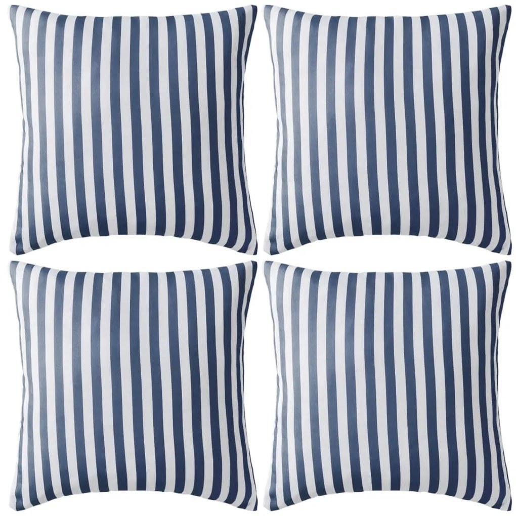 vidaXL Almofadas para exterior 4 pcs 45x45 cm riscas azul-marinho
