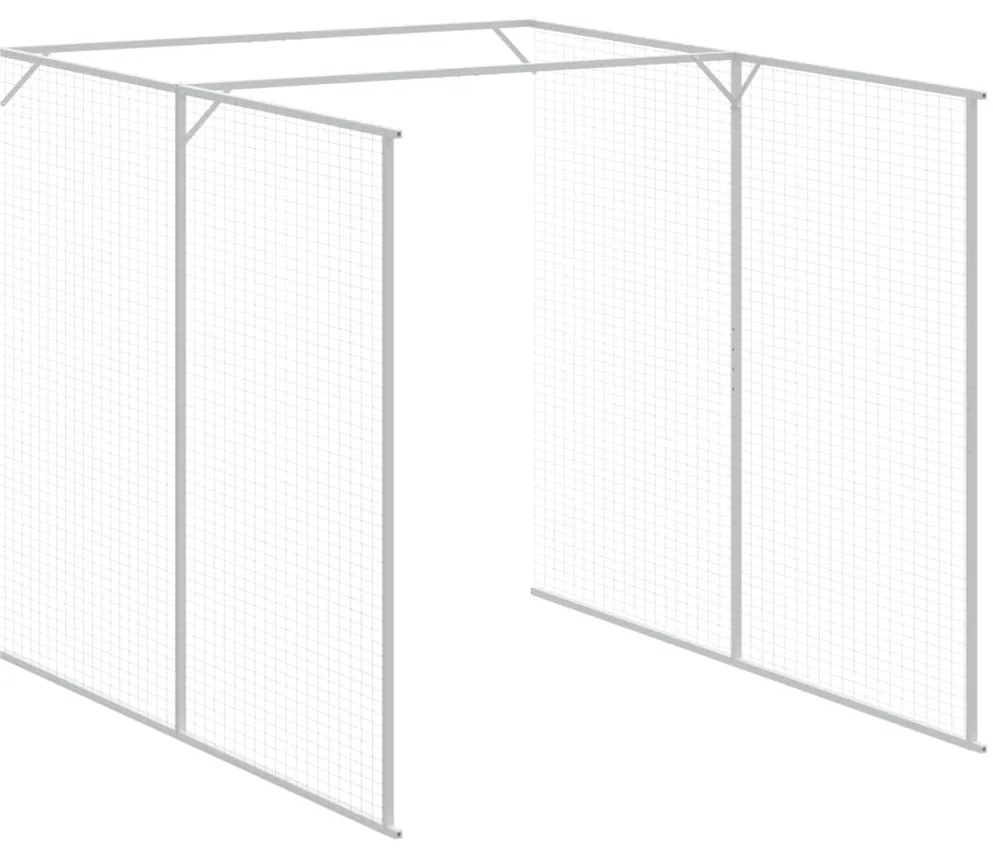 Casota cães c/ parque 165x455x181 cm aço galvaniz. cinza-claro