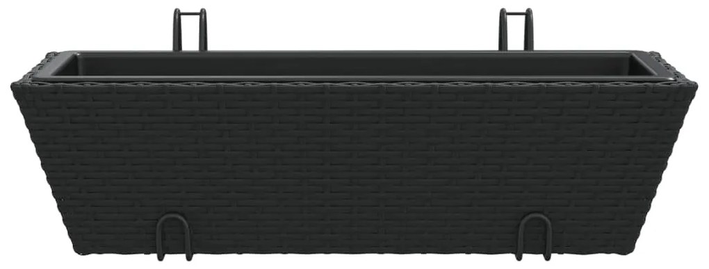 Canteiros com ganchos 2 pcs vime PE preto