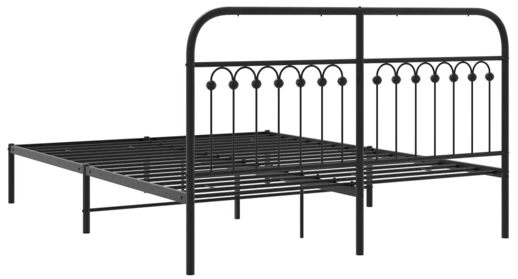 Estrutura de cama em metal com cabeceira 150x200 cm preto