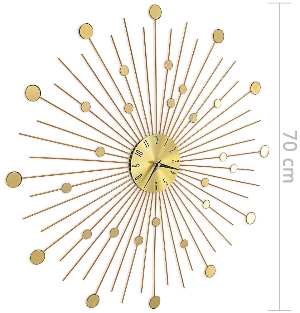 Relógio de parede metal 70 cm dourado
