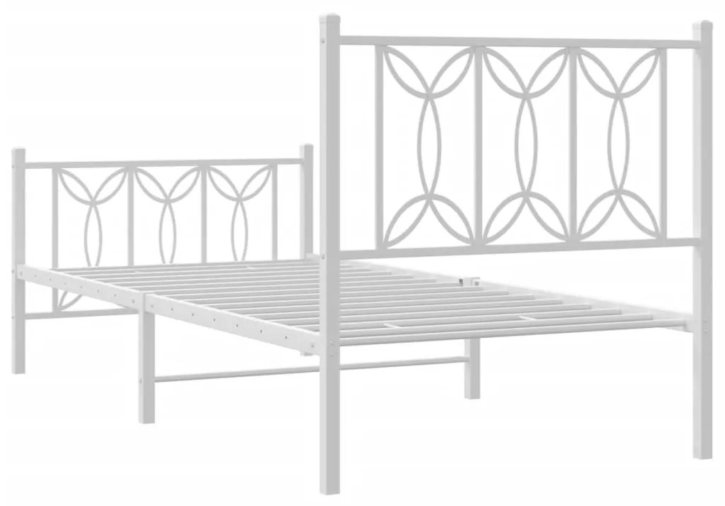 Estrutura de cama com cabeceira e pés 90x200 cm metal branco