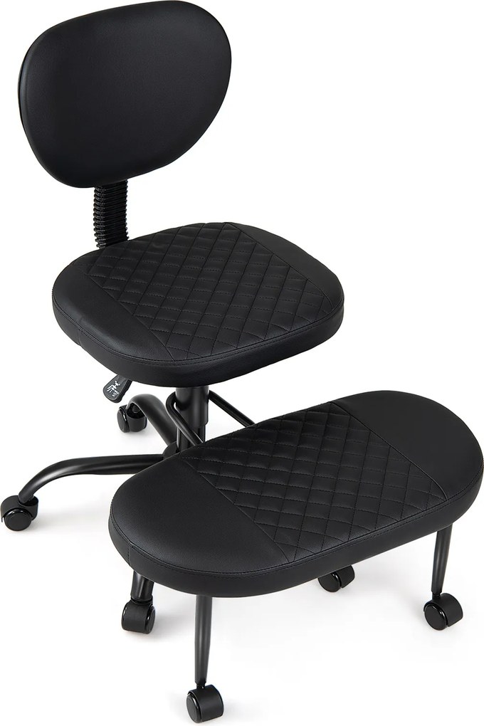 Cadeira de Meditação Ergonómica, 88 x 64 x 78-90 cm, Apoio de Pés Giratório, Preto